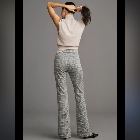 By Anthropologie Knit Hiking Bootcut Pants Size Small Plaid Pull On Elastic - Picture 2 of 13
